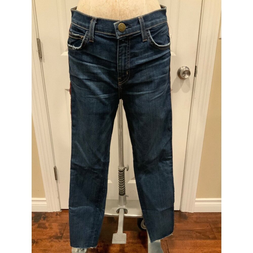 Current/Elliott Dark Wash "The Highwaist Stiletto Townie w/ Raw Hem" Jean, Sz 27